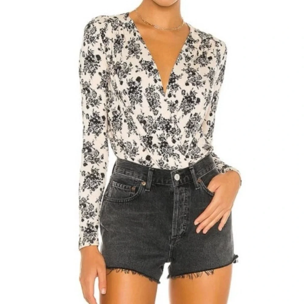 Free People Imtimately Floral Turnt Bodysuit in Ecru Combo Medium - Picture 1 of 16